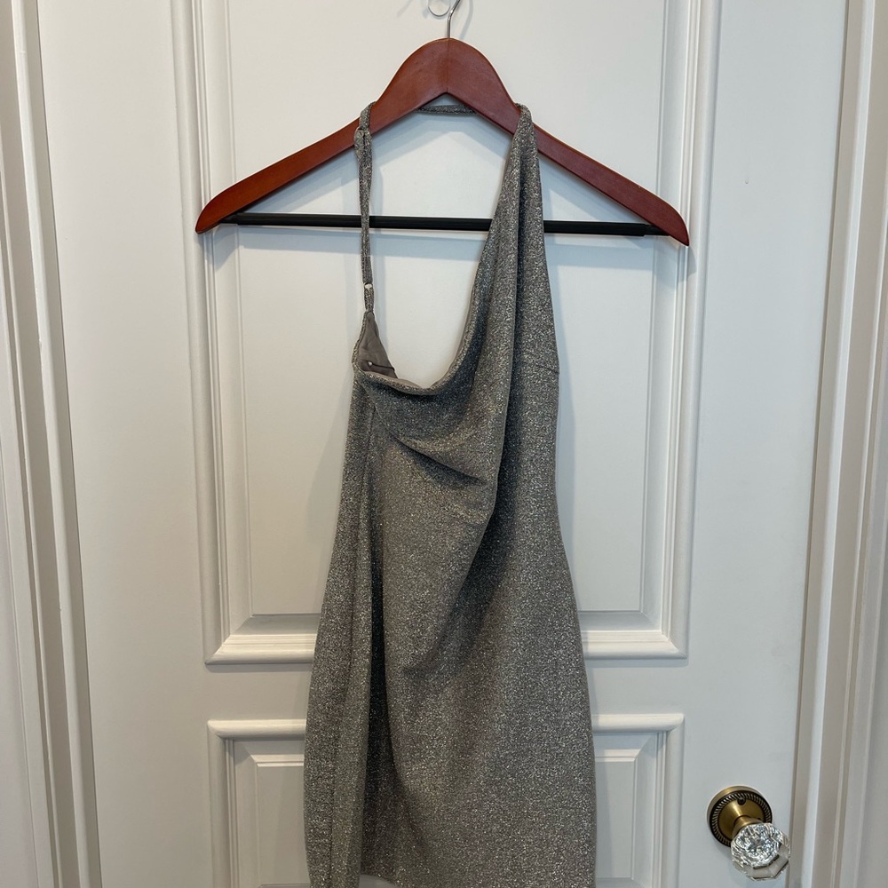 Princess Polly- Vee Mini Dress - US 4 / Silver. Worn once!